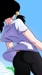 1girls apple_butt artist_name ass ass_focus ass_up back black_hair black_shorts blue_sky butt_focus city city_background clothed clothed_female clothes clothing curvaceous curves curvy curvy_female curvy_figure curvy_hips dat_ass dragon_ball dragon_ball_z female female_focus female_only human lesothender solo solo_female tagme thick thick_ass thick_hips thigh_gap thighs twintails videl watermark white_shirt