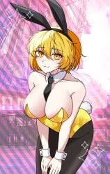 1girls blonde_hair bunny_ears bunnysuit don_quixote_(limbus_company) huge_breasts limbus_company looking_at_viewer matiyan923 project_moon solo solo_focus tagme yellow_eyes