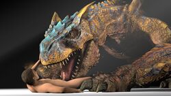 16:9 3d 4k absurd_res ambiguous_gender capcom duo erection eye_contact feral finger_claws flying_wyvern genitals hi_res human human_on_feral humanoid_genitalia humanoid_penis interspecies ivorylagiacrus larger_ambiguous larger_feral licking looking_at_another looking_at_partner male male/ambiguous male_on_feral mammal monster_hunter nude oral penile penis penis_lick pinned restrained sex sharp_teeth size_difference smaller_human smaller_male teeth tigrex tongue tongue_out trusting video_games widescreen zoophilia