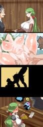 1girls 2boys 4_panel_comic 4koma angry arm_grab arm_pull arm_pull_missionary ass ass_up bag bag_of_coins bag_of_money bed bed_break bedroom bedroom_sex blush bottom_up_top_down breaking_bed breasts breath bridal_gauntlets broken_bed brown_eyes censored cleavage comic desk destruction destructive_sex doggy_style elf_ears embarassed embarassed_female female glasses gold gold_coin gold_coins green_hair hat huge_ass huge_breasts innkeeper invoice key kodainosinpi large_ass large_breasts legs legs_apart legs_spread legs_up long_hair lying lying_on_back lying_on_bed male midriff midriff_cutout moaning money money_bag nipples old_male old_man paper paying penis pile_of_gold pinou pointy_ears ponytail pussy pussy_juice quest_for_alliance rough_sex saliva screaming screaming_in_pleasure sequential sex sheets shoulder_pad shoulder_pads sigh sighing silhouette silhouette_sex silhouetted_body silhouettes smile standing standing_sex steam sweat table tank_top thick_thighs thighs tied_hair tongue tongue_out top-down_bottom-up vagina vaginal_penetration vaginal_sex very_long_hair