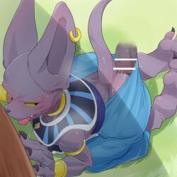 2022 2boys beerus cat cat_ears dragon_ball ear_piercing gay purple_skin tabezakari tagme yaoi