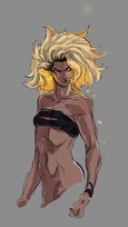 1girls angry blonde_hair clothed covered_breasts dark-skinned_female dark_skin exposed exposed_belly female female_only league_of_legends long_hair rell_(league_of_legends) riot_games tagme torso vikan-pykan