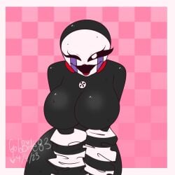 boob_squish buttons checkered_background classic_fnaf_2_marionette classic_fnaf_2_puppet eyelashes female five_nights_at_freddy's five_nights_at_freddy's_2 glossy goldbite83 lipstick marionette_(fnaf) mask original_fnaf_2_marionette original_fnaf_2_puppet puppet_(fnaf) red_cheeks smile sweat tears wink