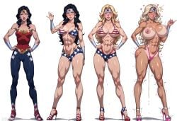 1girls ai_generated ai_hands american_flag_bikini big_breasts bikini bimbo bimbo_body bimbo_lips bimbofication black_hair_female blonde_hair blue_eyes breasts breasts_expansion bubble_ass corrupted corruption dc dc_comics diana_of_themyscira diana_prince earrings fellatio_gesture female hypnosis justice_league makeup mind_break personality_change pink_lips platinum_blonde_hair pussy_juice pussy_juice_drip sexy_pose slutty_outfit slutty_pose superhero superheroine tanned tanned_skin thick_thighs thong tiara transformation transformation_sequence wonder_woman wonder_woman_(series) xftriber