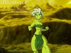 1girls 2020 abs alien alien_girl artist_name bare_shoulders belly belly_button biceps cheelai curvy curvy_female curvy_figure curvy_hips dragon_ball dragon_ball_super female female_focus female_only female_solo fists fists_clenched green_fur green_skin hips humanoid lesothender looking_to_the_side looking_up muscles muscular muscular_female navel pink_eyes serious short_hair shoulders simple_background solo solo_female solo_focus teeth thick thick_hips thick_legs thick_thighs thighs watermark white_hair