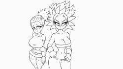 animated caulifla fighting kale looking_around lotikmac sketch uncolored voidreaver