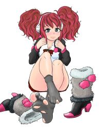 big_breasts clover_(zero_escape) feet foot_fetish gyaru holes_in_clothes kogal nine_hours_nine_persons_nine_doors painted_toenails pink_hair socks toenail_polish toenails toes twintails zero_escape