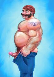 bara barechested beard beard_stubble beefy beefy_boy beefyguy chonkeroony dick hairy hairy_arms hairy_chest hairy_male male male_only moustache muscle musclegut muscles muscular muscular_male nipples penis penis_out sailor stocky tattoo