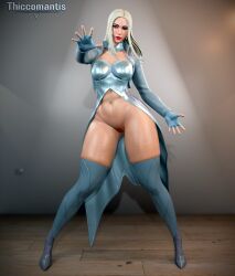 3d 3d_(artwork) big_ass big_butt big_thighs blizzard_entertainment blonde_hair emma_frost emma_frost_(fortnite) fortnite fortnite:_battle_royale half_naked marvel marvel_comics posing pussy thiccomantis thick_ass thick_thighs x-men