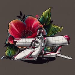 aeromorph anthro art belly boobs breasts cherryhurricane female flower living_aircraft living_machine metal_body metallic_body nipples no_sex tagme tits vagina vulva