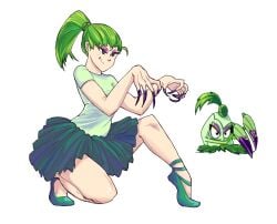 1girls dress female green_hair humanized legs long_fingernails long_nails plants_vs_zombies pokra_(pvz) ponytail thick_legs thick_thighs