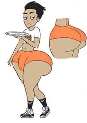 1boy big_ass big_bulge boy bulge femboy femboy_hooters feminine_male hooters huge_ass jig23 male_only massive_ass original_character short_hair short_shorts shorts solo solo_male tall thin_waist waiter waitress wide_hips