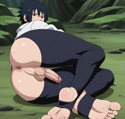 1boy 1femboy ai_generated anus ass big_ass femboy feminine feminine_male gay girly ikntlive male_only naruto_shippuden presenting presenting_anus presenting_ass round_ass sasuke_uchiha solo tagme thick thick_ass thick_boy thick_thighs yaoi