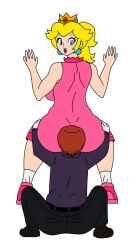 1boy 1girls ass_sniffing crossover facesitting gold_crown mario_(series) nintendo original original_character princess_peach sniffing_ass sports_uniform tagme tennis_uniform