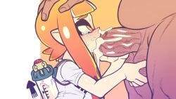 16:9 16:9_aspect_ratio 1boy 1girls background balls belly blowjob clothed_female_nude_male cum cum_drip cum_in_mouth cum_inside cum_inside_mouth edit edited fellatio female inkling inkling_girl kaikoinu kaori_(splatoon) nintendo oral oral_sex orange_eyes orange_hair overweight_male penis pointy_ears pseudo_hair size_difference smaller_female splatoon splatoon_(series) standing_fellatio tentacle_hair testicle_grab testicles tight_clothing variant variant_set veiny_penis