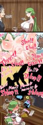 1girls 2boys 4_panel_comic 4koma angry arm_grab arm_pull arm_pull_missionary ass ass_up bag bag_of_coins bag_of_money bed bed_break bedroom bedroom_sex blush bottom_up_top_down breaking_bed breasts breath bridal_gauntlets broken_bed brown_eyes censored cleavage comic desk destruction destructive_sex doggy_style elf_ears embarassed embarassed_female female glasses gold gold_coin gold_coins green_hair hat huge_ass huge_breasts innkeeper invoice key kodainosinpi large_ass large_breasts legs legs_apart legs_spread legs_up long_hair lying lying_on_back lying_on_bed male midriff midriff_cutout moaning money money_bag nipples old_male old_man paper paying penis pile_of_gold pinou pointy_ears ponytail pussy pussy_juice quest_for_alliance rough_sex saliva screaming screaming_in_pleasure sequential sex sheets shoulder_pad shoulder_pads sigh sighing silhouette silhouette_sex silhouetted_body silhouettes smile standing standing_sex steam sweat table tank_top thick_thighs thighs tied_hair tongue tongue_out top-down_bottom-up vagina vaginal_penetration vaginal_sex very_long_hair