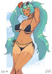 1girls armpits arms_up ass athletic athletic_female big_ass big_breasts big_thighs bikini blush brazil brazilian brazilian_female brazilian_miku breasts busty butt cyan_eyes cyan_hair female female_focus female_only flower_in_hair gifu_100 hatsune_miku hourglass_figure latin_american_hatsune_miku_(meme) long_hair looking_at_viewer shorts solo standing sunglasses_on_head tagme tan tan_body thick_hips thick_thighs thighs twintails vocaloid wide_hips