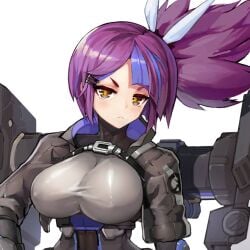 big_breasts blue_hair blush bodysuit bodysuit_and_jacket bodysuit_under_clothes chest_strap closed_mouth female female_focus female_only game_cg hair_ornament hairclip head_tilt high_collar jacket last_origin long_hair looking_at_viewer machinery multicolored_hair nipple_bulge nipples nipples_visible_through_clothing purple_hair short_eyebrows short_jacket sima_(startwitch) small_eyebrows streaked_hair t-60_bulgasari tied_hair tight_bodysuit tight_clothing transparent_background upper_body