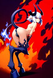 ai_generated atriel_(oc) blue_fire cookie-girl demon_girl demon_horns demon_tail digitigrade equine_pussy from_behind from_behind_position hooves horns horsepussy long_hair looking_at_viewer looking_back looking_back_at_viewer masturbating masturbation medium_breasts naked on_fire original_character pointy_ears presenting_anus presenting_ass presenting_pussy purple_eyes pussy_juice simple_background smirk smirking_at_viewer white_hair