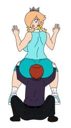 1boy 1girls ass_sniffing crossover facesitting mario_(series) nintendo original original_character princess_rosalina silver_crown sports_uniform tagme