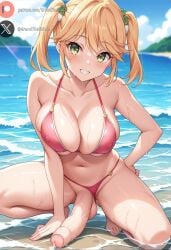 1futa ai_generated balls beach big_breasts big_penis blonde_hair blush clothed cock dickgirl erection futa_only futanari green_eyes huge_cock large_breasts light-skinned_futanari light_skin looking_at_viewer outdoors penis pigtails precum roxygtf sekai_saikō_no_ansatsusha_isekai_kizoku_ni_tensei_suru short_hair sky solo tarte_(ansatsu_kizoku) the_worlds_finest_assassin_gets_reincarnated_in_another_world_as_an_aristocrat water wet