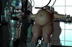 2girls belly_inflation breast_expansion breast_inflation female_only forced_inflation hazmat_suit hose hose_in_mouth inflation laboratory multiple_girls nude_female restrained restrained_feet restrained_wrists table tagme thick_thighs worried_expression worried_look ylandra ylandrax