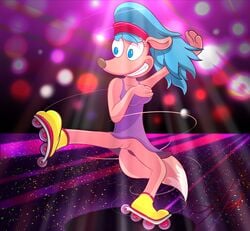 absurd_res anthro bottomless canid canine clothed clothing dancing female fox hi_res lobofeo mammal nickelodeon rocko's_modern_life sheila_(rocko's_modern_life) skates solo toony