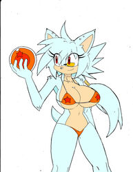 alternate_species big_breasts bikini breasts bulma_briefs clothed clothing dragon_ball dragon_ball_(object) dragon_ball_z eulipotyphlan female furrification hedgehog hi_res holding_object mammal monochrome navel simple_background sonic_(series) sonic_the_hedgehog_(series) superbunnygt swimwear white_background