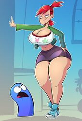 1girls belly_button belly_shirt big_ass big_breasts big_butt big_hips big_thighs bloo breasts caiman2 cartoon_network emmabrave erect_nipples erect_nipples_under_clothes female foster's_home_for_imaginary_friends frankie_foster hand_on_hip hand_on_wall huge_ass huge_breasts huge_butt huge_hips huge_thighs jacket large_breasts looking_down looking_up male narrow_shoulders pencil_skirt ponytail red_hair redhead skirt sneakers thick thick_legs thick_thighs thin_arms thin_waist tight_skirt voluptuous wide_hips