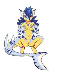 absurd_res alpha_channel anthro ass axela big_breasts breast_squish breasts breasts_grab digimon digimon_(species) digital_media_(artwork) exposed_breasts female fish fur gabumon genitals gills glistening glistening_body glistening_skin grope hair hi_res inner_ear_fluff looking_at_viewer marine multicolored_body nipples nude pussy red_eyes shark solo squish trashcamell tuft