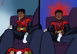 asian asian_male buttsupreme dark-skinned_male dark_skin feet ganke_lee gay hair_on_head interracial male male_only marvel marvel_comics miles_morales spider-man_(miles_morales) spider-man_(series) teasing ultimate_spider-man yaoi