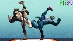 2boys 3d 5_toes anthro cobalt_(rtzero) furry griff_(rtzero) male_only naked rtzero