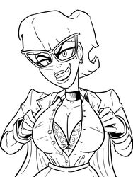 animaniacs animaniacs_(2020) big_breasts black_and_white breasts earrings exposed_breasts female glasses large_breasts long_nose nora_rita_norita pointy_nose solo_female thedarkzircon undressing