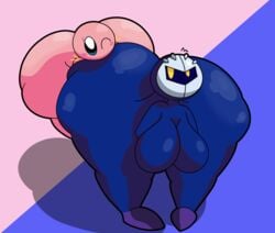 ass belly big_ass big_breasts big_butt blue_body blue_eyes blue_skin breasts cyandrive98 eyelashes female huge_ass huge_breasts huge_butt kirby kirby_(series) mask meta_knight nintendo overweight pink_body pink_skin purple_feet yellow_eyes