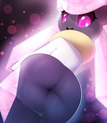 1girls ass diancie female gem legendary_pokémon looking_back open_mouth pink_eyes plantpenetrator pokémon_(species) pokemon rear_view smile solo solo_female