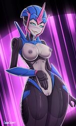 2020 5_fingers arcee artist_name artist_signature autobot blue_eyes blush breasts cubedcoconut curvy curvy_body curvy_female curvy_figure cybertronian female hi_res looking_at_viewer nipples pussy robot robot_girl robot_humanoid signature smiling_at_viewer thick_thighs thighs transformers transformers_prime vagina watermark