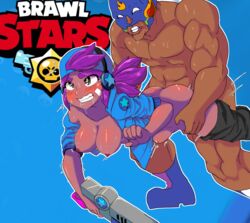 brawl_stars crying dark-skinned_female dark-skinned_male drooling el_primo_(brawl_stars) female kooying shelly_(brawl_stars) sweat tagme