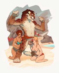 1boy 2014 2girls 4_toes 5_fingers animal_genitalia anthro anthro_on_female anthro_on_human assisted_exposure ball_fondling balls beach big_balls bikini biped blonde_hair blue_eyes breasts brown_body brown_eyes brown_fur brown_hair charr claws clothed clothing clothing_aside detached_sheath detailed_background digitigrade fangs felid fellatio female female_on_anthro fingers flaccid fondling fur genitals group group_sex guild_wars hair hi_res hindpaw horn human human_female human_on_anthro imminent_rimming interspecies kneeling larger_male loincloth loincloth_aside male mammal nipples nonhuman_male_on_human_female nuzzling oral outside paws penile penile_spines penis penis_nuzzling penis_tip sand seaside sex sex_on_the_beach sheath simple_background size_difference skimpy smaller_female snowskau spots standing straight swimwear threesome toe_claws toes video_games white_background