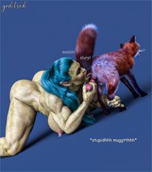 3d beast_rimming canine dog feral fox goditseb male_anilingus male_anus zoophilia