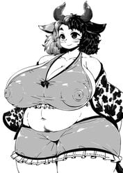 1girls chubby female haori happy_trail horns huge_breasts ichigou_kotou nipple_bulge pubic_hair smile thick_thighs touhou urumi_ushizaki venus_body wide_hips