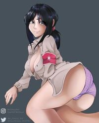 ass ass_cheeks attack_on_titan boobs cameltoe eldian_armband eldian_flag female_soldier marley_military_uniform open_clothes oppai pantsu pieck_finger pussy tits