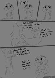 absurd_res canid canine comic dildo disney duo english_text female flat_chest fox hi_res humor judy_hopps knot lagomorph leporid male mammal monochrome nick_wilde rabbit sex_toy straight suction_cup text twilightchroma zootopia