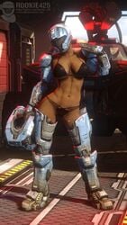 3d abs dark-skinned_female halo_(series) helmet huge_breasts muscular_female pubic_hair rookie425 spartan spartan_(halo)