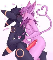 2boys anthro big_penis cuchuflin erection espeon femboy furry girly kissing male male_only nude penis pokemon pokemon_(species) trap umbreon yaoi