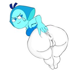 anus aquamarine_(steven_universe) big_ass blue_hair blue_skin cartoon_network clothing_skin dop doplino looking_back presenting presenting_hindquarters pussy short_hair shortstack spread_ass steven_universe third-party_edit