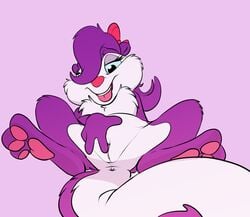 anthro female fifi_la_fume fur genitals hair hi_res mammal mephitid nude purple_body purple_fur purple_hair pussy ribbons simple_background skunk solo tiny_toon_adventures torinsangel warner_brothers wugi