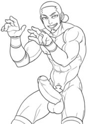 boner edit edited erection huge_cock kukui_(pokemon) male male_only masked_royal monochrome nintendo nude penis pokemon pokemon_sm schizoid sketch solo solo_male testicles uncensored uncut wrestling wrestling_outfit