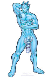 5_toes alien big_penis blue_skin class_comics ezzet male male_only muscular_male naked nude patrick_fillion solo solo_male