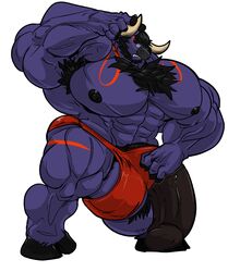 2020 5_fingers absurd_res alternate_species anthro armpit_hair balls beard bend_penis big_balls big_muscles big_penis black_eyes black_hair black_nipples black_penis blue_body blue_fur body_hair bovid bovine cattle chest_tuft clothed clothing erection eyewear facial_hair fierglief fingers fur genitals glasses grin hair hi_res hoofed_hands hooves horn huge_balls huge_cock huge_muscles hyper hyper_balls hyper_genitalia hyper_muscles hyper_pecs hyper_penis male male_only mammal muscular muscular_anthro muscular_male nipples penis simple_background smile solo standing tuft underwear underwear_only vein veiny_muscles veiny_penis white_background