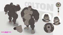 16:9 anthro anus ape ass atlas_(fusion_h0ss) balls beard biceps facial_hair genitals gorilla haplorhine hi_res male male_only mammal musclegut muscular muscular_anthro muscular_male nipples pecs penis primate reference_image solo solo_focus tankh widescreen